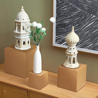 BBTO 6 Pcs Gold Buffet Risers Wood Display Table Stand for Food Wood Cube Box Display Set Nesting Risers Buffet Cake Table Food Stand Boxes for Weddings Home Countertop Jewelry Decor