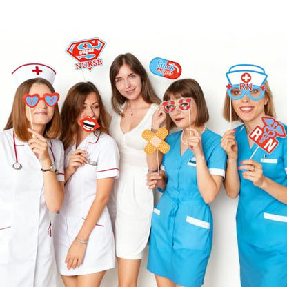 Nurse Graduation Party Decorations，Tumwisk 25PCS Nurse Graduation Photo Props, Nursing Appreciation Week Party Selfie Props - color: Nurse