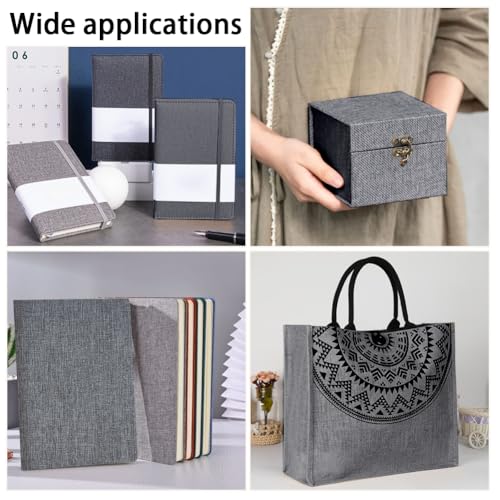 CRASPIRE 51 x 11.8 Inch Grey Book Cloth Book Binding Cover Fabric Surface Paper Backed A4 to A8 Linen Polyester Woven Bookcover for Books Album Scrapbooking Archival DIY Covering Bookbinding Protector - color: Gray-3