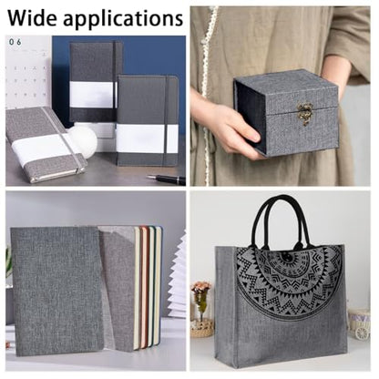 CRASPIRE 51 x 11.8 Inch Grey Book Cloth Book Binding Cover Fabric Surface Paper Backed A4 to A8 Linen Polyester Woven Bookcover for Books Album Scrapbooking Archival DIY Covering Bookbinding Protector - color: Gray-3