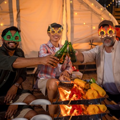 32 Pcs Camping Party Decorations Camper Theme Eyeglasses Paper Glasses Frame Hiking Photo Booth Props Camper Party Favors for Camping Baby Shower Birthday Supplies - style: Camping