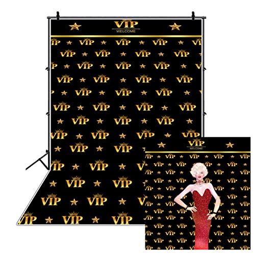 6x8ft VIP Photography Background VIP Red Carpet Event Backdrop Twinkle Golden Stars Backdrops for Photography Interior Wallpaper Decoration Baby Shower Girls Boys Birthday Studio Props - size: 6x8ft