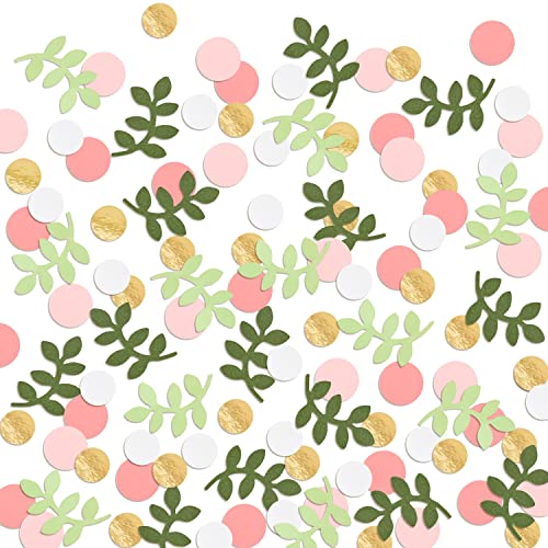 Baby Shower Confetti Greenery Table Decorations Golden Pink Eucalyptus Glitter Green Scatter Flamingo Girls Boho Theme Party Bridal Shower Party Wedding Nursery Decor Supplies 210 Pcs - color: Pink
