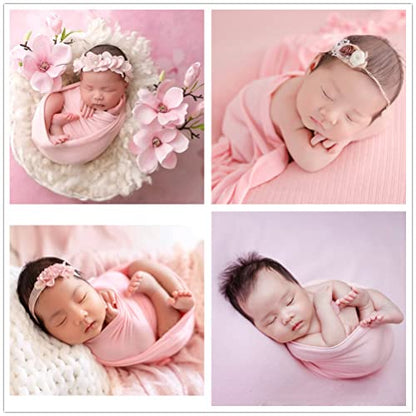 Zeroest Newborn Photography Stretch Wrap Boy Girl Baby Wraps Photography Props Baby Photo Prop Stretch Blanket for Baby (Pink) - color: Pink