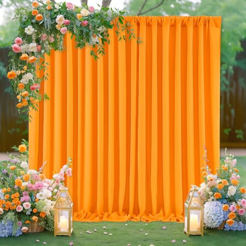 Orange Backdrop Curtains 2 Panels 5ft x 10ft Polyester Photo Drapes for Backdrop Halloween Home Party Decorations - color: Orange, size: 2 Panels 5ft X 10ft