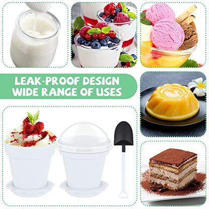 Honeydak 25 Pack Flowerpot Dessert Cup Plastic Cake Cups with Lid Shovel Spoon Mini Flower Pot Dessert Cups Ice Cream Yogurt Cupcake Holder Containers for Birthday Party Supplies DIY Baking(White) - color: White