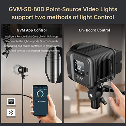 GVM Great Video Maker GVM 80W Bi-Color COB Video Light Kit, 2700K~7500K Continuous Lighting for Photography with Bowens Mount Softbox&Stand, 8 Effects Support AC Adapter & NP Battery - color: studio lights
