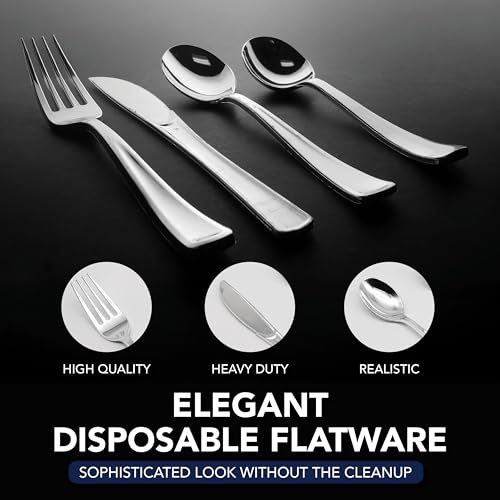 Party Essentials Disposable Plastic Cutlery/Heavy-Duty Flatware/Silverware for All Events, 100-Count(Pack of 1), Shiny Silver Soup Spoons - color: Shiny Silver Soup Spoons, size: 100-Count(Pack of 1)