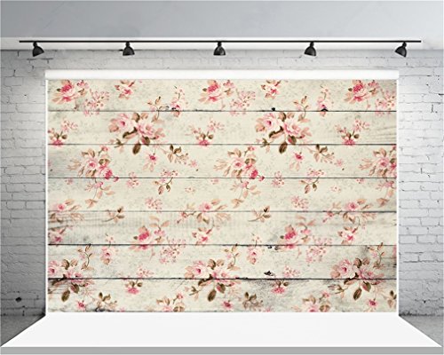 AOFOTO 10x8ft Vintage Wooden Plank with Rose Photography Background Retro Wood Board Backdrop Mum Lady Girl Kid Baby Woman Portrait Mother's Day Photo Studio Props Video Drape Wallpaper - size: 10x8ft