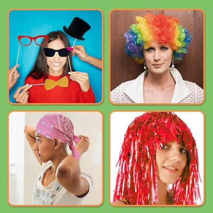 69PCS Colorful Photo Booth Props Set Novelty Funny Hats Wigs Glasses Props Sign Perfect for Graduation Birthday Bachelorette and All Occasions