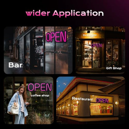 24 inch Neon Open Signs for Business, Open Sign with Textured Backboard LED Anti-Scratch Easy Dedust Neon Light for Business(Pink) - color: Pink