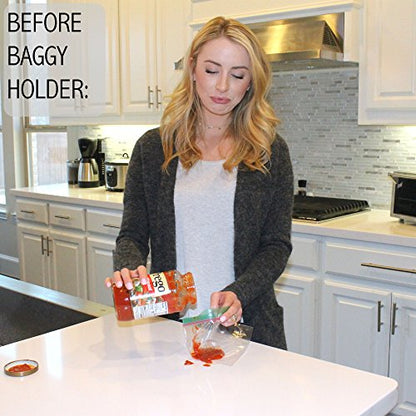 Jokari Adjustable Baggy Rack Stand 2 Pack Hands Free Food Storage Bag Holder Stand for Freezer and Sandwich Bags Clip Stand for Pouring Leftovers or Drying Reusable Ziploc Bags - size: Pack of 2