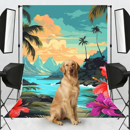 Hello Hawaii Backdrop Background for Photography 5x7ft Photobooth Professional Photo Backdrop Curtains Video Photography Studio Photo Backgrounds Banner Booth Background Screen Parties - color: Hello Hawaii