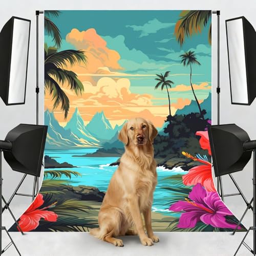 Hello Hawaii Backdrop Background for Photography 5x7ft Photobooth Professional Photo Backdrop Curtains Video Photography Studio Photo Backgrounds Banner Booth Background Screen Parties - color: Hello Hawaii