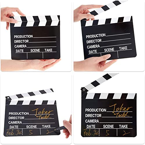 BBTO 10 Pieces Movie Film Clap Board, 7 x 8 Inch Cardboard Movie Clapboard Directors Clapper Writable Cut Action Scene Board for Movies Films Photo Props(Single-Sided Printing,Black and White) - color: Black and White, style: Single-sided Printing