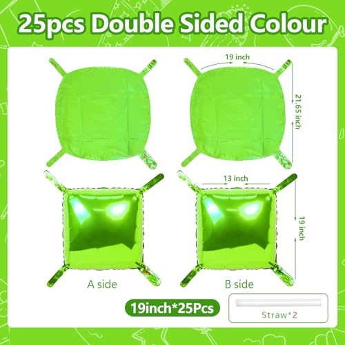 NISOCY 25PCS Green Square Foil Balloons Wall Backdrop Double Sided Light Green Christmas Balloon Tunnel Arch Kit for Birthday Christmas Graduation Wedding Anniversary Summer Jungle Party Decorations - color: E02 - Light Green, size: 25PCS
