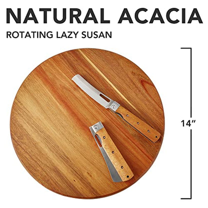 Acacia Wood Lazy Susan, Wood Turntable Tray Cabinet Organizer,14" - size: 14"-wood