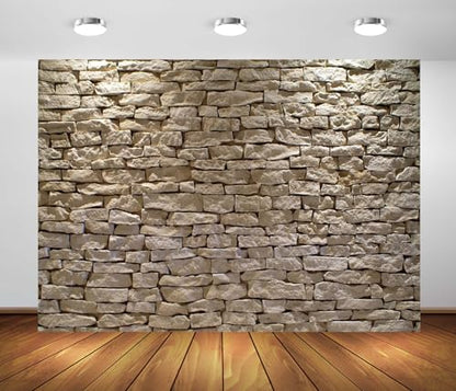 15x8ft Fabric Stone Wall Backdrop Ancient Rock with Light Background Brick Stone Wall Textured Backdrops Home Garden Wallpaper Birthday Party Cake Table Decor Photo Props - size: 15x8FT