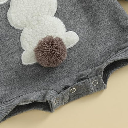 VISGOGO Newborn Infant Baby Boy Girls Oversized Romper Little Dude Sweater Onesie Coming Home Outfit Neutral Clothes - color: Grey-rabbit, size: 0-6 Months