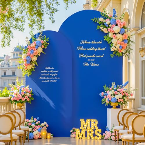Royal Blue Arch Backdrop Cover for Wedding, 7.2FT 6FT Set of 2 Stretchy Spandex Fitted Arch Stand Cover for Baby Shower, Birthday Party Decor, Chiara Backdrop Cover with Double-Sided Design - color: Royal Blue