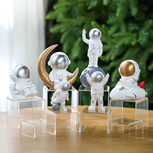 Chuangdi 20 Pcs Acrylic Display Risers, Clear Product Stand, Jewelry Display Riser Shelf Showcase Fixtures for Figure Dessert Cupcake Candy Action Showcase(Medium Set) - color: Clear, size: Medium Set