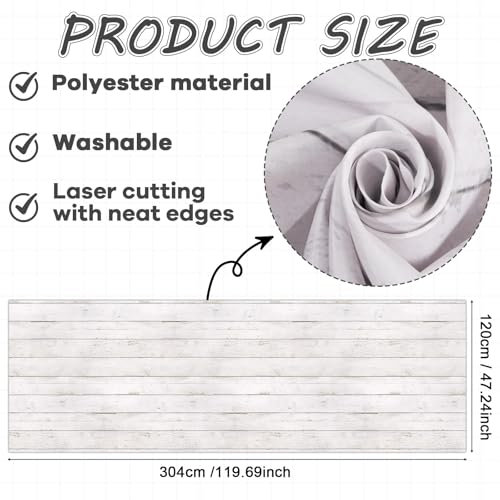 120x47 in Bulletin Board Fabric Background Back to School Classroom Decoration Large Polyester Photography Backdrop for Class Home Office Wall Decor Pillows Curtains Crafts Vintage White Wood - style: Vintage White
