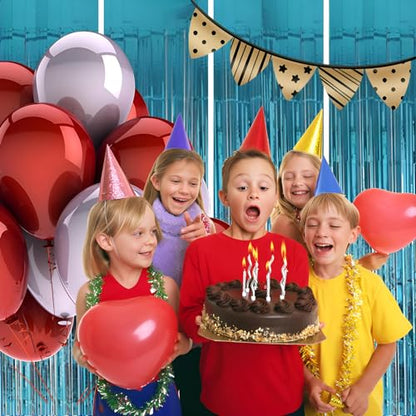 Valentines Day 4 Pack 3.3 * 8.3 ft Foil Curtain Metallic Tinsel Fringe Curtains Photo Booth Props Backdrop for Birthday Wedding Engagement Baby Shower Christmas Holiday Celebration Partyl,Light Blue - color: Light Blue, size: 4 Pack