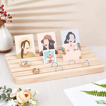 NBEADS Natural Wood Earring Display Stands, 6 Slots Wood Earring Card Holder Jewelry Earring Display Holder Jewelry Stand Jewelry Retail Display for Selling, Slot:3mm, 10.9×6.57" - color: Wooden- L.W.Thi: 10.9x6.6x0.65"
