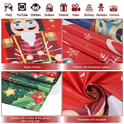 Irenare Christmas Backdrop Merry Christmas Banner Party Decoration Xmas Photography Background Photo Props for Winter Holiday New Year Eve Family Party Decoration Supplies(Nutcracker) - style: Nutcracker
