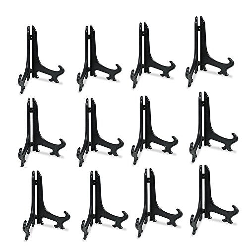 Artliving 3 Inch Black 12pcs/Set Plastic Easels Plate Display Stands Picture Frame Stand Holder - color: Black, size: 3 Inch (12 Pack)