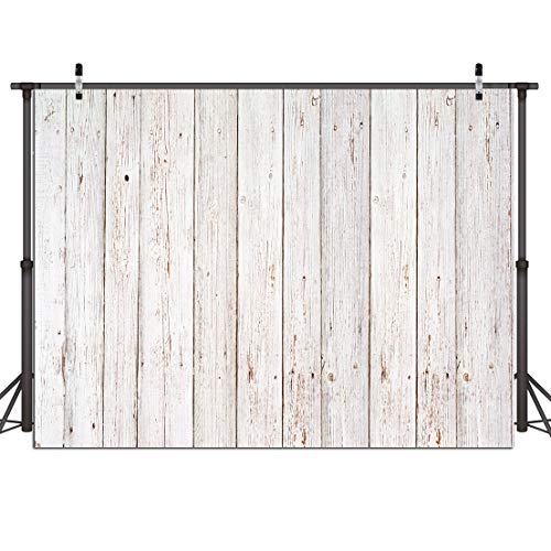 7x5FT Vintage Wood Backdrop Retro Rustic White and Gray Wooden Floor Background for Photography Kids Adult Photo Booth Video Shoot Vinyl Studio Props