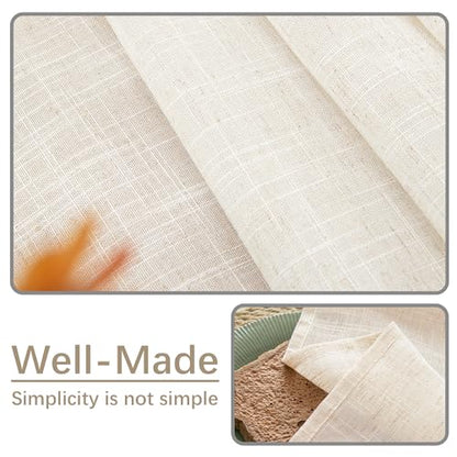 Natural Linen Textured Rectangle Tablecloth, Slubby Lightweight Table Cloth 52 x 108 Inch, Water Resistant Stain Resistant Farmhouse Burlap Table Cover for Kitchen Dining Room - color: Natural, size: 108" x 52" (Rectangular) (1 Pack)