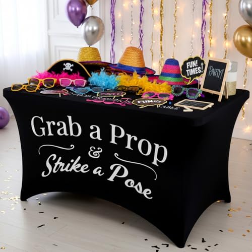 Gilprop Photo Booth Table Cloth Photo Booth Props Accessories Rectangle Tight Table Background for Indoor Outdoor Party Photography Decoration Graduation Wedding Birthday Bachelorette(Classic,4ft) - size: 4ft, style: Classic
