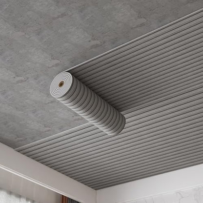 Peel and Stick PVC Slat Wall Panels, Wood Grain Self-Adhesive Soundproof Moisture-Resistant Paneling, 3D Faux Wood Panels for Bedroom Bathroom Walls & Ceilings 118"x15.75"(Gray,13Sq.ft) - color: Gray