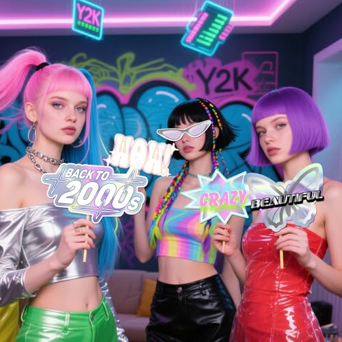 20 Pcs 2000s Photo Booth Props Kit, Dancing Disco Night Girl Birthday Selfie Decorations, Y2K Party Photography Supplies