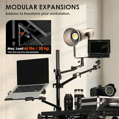 TARION Video Production Camera Cart - Foldable Photography Dolly with Inflatable Rubber Wheels and Wider Top Shelf - Heavy Duty Mobile Workstation with Storage Bins for Film Crew - Titanrig Cart Pro - style: Titanrig Cart - Pro