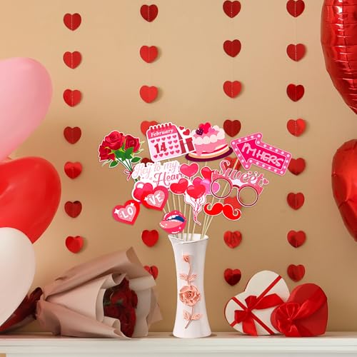 Konsait 23 PCS Valentines Day Props Valentines Photo Frame Valentines Day Decor Valentines Props Include Love, Cupid's Arrow Sweet Valentine Photo Booth Props Party Decorations