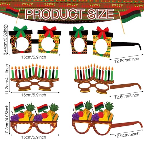 Pajean 36 Pcs Kwanzaa Party Favor Packs Decoration Kwanzaa Photo Props Paper Glasses Bulk African Theme Eyeglasses for Party Favors, Cultural Celebration Decorations, Red Black Green Event Accessories - style: Kwanzaa