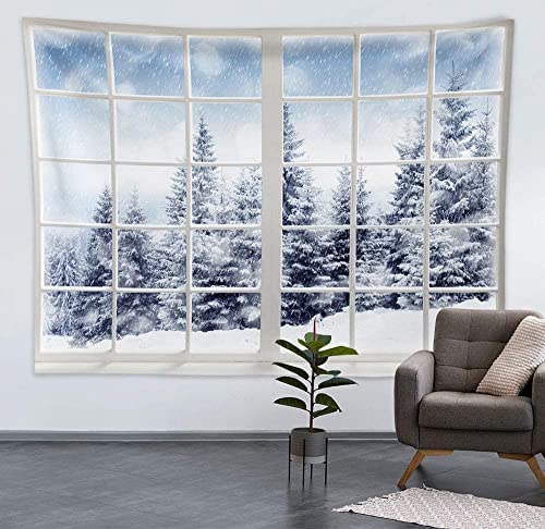 10x6.5ft Winter Forest Window Backdrop - Baby Newborn Winter Wonderland Backdrop for Photography Props - Christmas