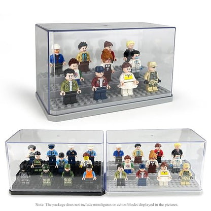 Acrylic Minifigure Display Case Stackable Action Figures Blocks Display Box, Clear Dustproof Display Case Box for Lego Lovers - color: Grey, size: Medium 1 Pack