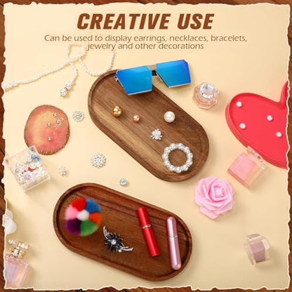 Linwnil Wood Serving Trays 12x5.5 Inch Charcuterie Boards Oval Wooden Plates Wood Serving Platter Cheese Dinner Plates Bulk for Dessert Snack Bread Fruit Appetizer Dishes ((12" x 5.5"_8 Pack) - size: 12" x 5.5"_8 Pack