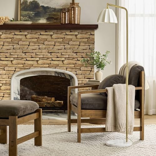 COMSTICKC Peel and Stick Faux Stone Wall Sticker Wall Panels, 10 Pcs 12" x 12", Not Real Stone, Ultra-Light Thin PVC Rock Adhesive Decorative Tiles Wall Covering Wallpaper Interior Decor, Brown - color: Brown Stone -2