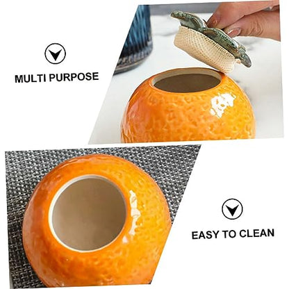 1pc Orange Tea Ceramic Jar Fruit Shape Tank Decor Canister Photo Food Sealing Can Home Adorn Snack Props Cookie Jar Container Crafts Ceramics