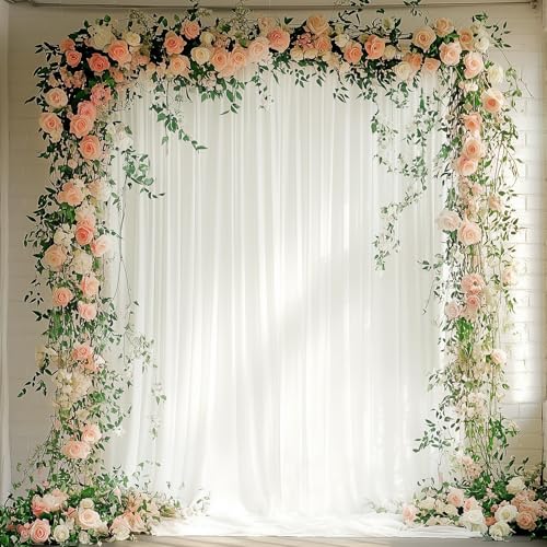 Asee'm 10x8FT Ivory Backdrop Curtains for Parties, Polyester Photo Fabric Curtain Backdrop Drapes for Birthday Wedding Party Decor Background Photography with Rod Pocket, 5x8FT, 2 Panels - color: Ivory, size: 5'(W) x 8'(H), 2 panels