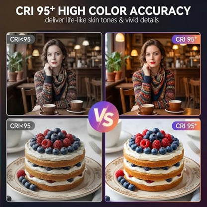 RGB Video Light, Portable Camera Light, 3100mAh with 1/4” Cold Shoe Adapter CRI95+ LED Fill Light, 0-359° Hue, 2500K-9000K CCT, 20 Effects, 140 LEDs for TikTok, Vlogging, Photography - color: RGB