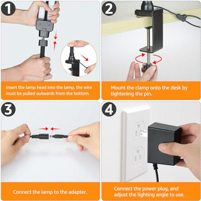 ShineTech LED Desk Lamp for Home Office, Ultra Bright Clamp Light with Flexible Gooseneck, 25 Lighting Modes, Eye-Caring Architect Lamp for Dual Monitors, Reading & Gaming Setup - color: 5CCT in One (3000K/3500K/4000K/5000K/6000K)