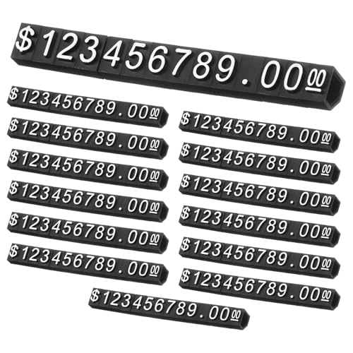 uxcell 14 Set Price Display Cube, Adjustable Price Tag Stand Removable Mini Tag Number Letter Price Dollar Block Kit for Jewelry Retail Shop Price Signs (Black/White, 1.8" Length) - color: Black/White, size: 4.5"