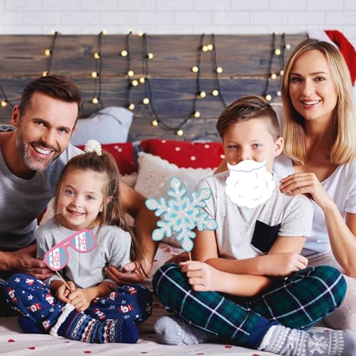 INNORU Snowflake Winter Party Photo Booth Props, Welcome Winter Photoshoot Winter Baby Shower Party Photography Props Favor Let it Snow Centerpiece Sticks Decorations 30 PCS