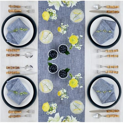 Solino Home Linen Cloth Napkins Set of 4-100% Pure Linen Chambray Indigo Dinner Napkins 20 x 20 Inch - Athena, Handcrafted and Machine Washable - Spring, Summer - color: 06: Indigo Chambray, size: 20" x 20" (Set of 4)