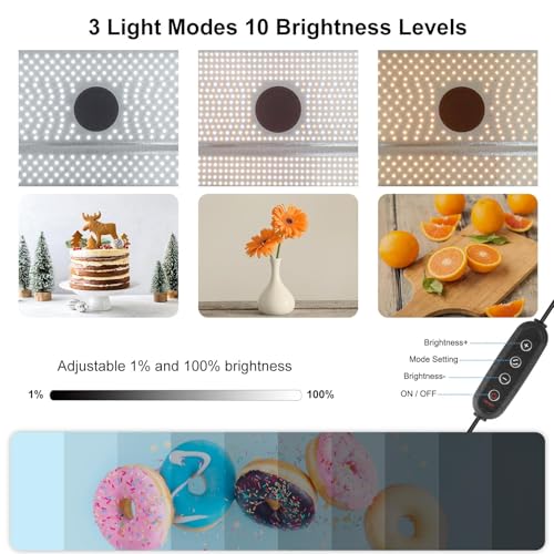 PULUZ 24x16 Inch Professional Photo Light Box with 672 LED Dimmable Lights, 3000K-6500K Dimmable Temperature, Portable Shooting Tent Kit with 4 Backdrops for Product Photography - size: 24*16 inch